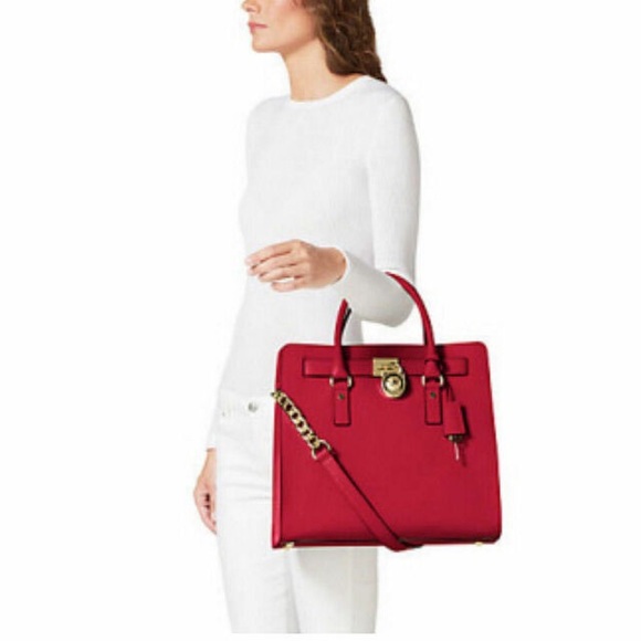 Michael Kors Handbags - Michael Kors Large Red Hamilton Satchel